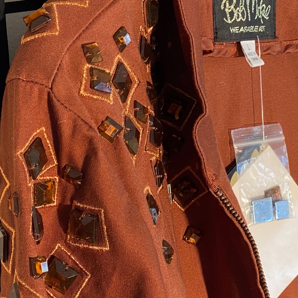 Bob Mackie Canvas and Gemstone Jacket Size L NWT - Picture 12 of 16